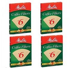 Melitta FBA USA Inc 626412#6 천연 브라운 콘 커피 필터 40개 - 4팩