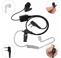 UAYESOK 라디오 이어폰 보안 사운드 튜브 워키토키 헤드셋 Kenwood TK-3501 Baofeng UV-5R 888S RETEVIS Esynic Protalk 양방향 라디오와 호환되는 PTT가 있는 2핀 옷깃 마이크(2개 팩)