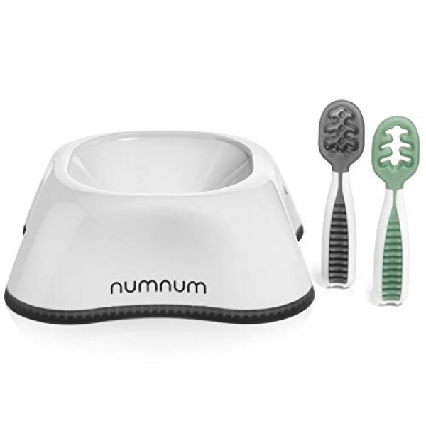 NumNum 스타터 키트 | 아기그릇&숟가락 세트 (1단계 + 2단계) | BPA 무료 실리콘 유아 수유 용품 | 6개월 이상 어린이를 위한 유아용 이유식 그릇 및 유아 용품