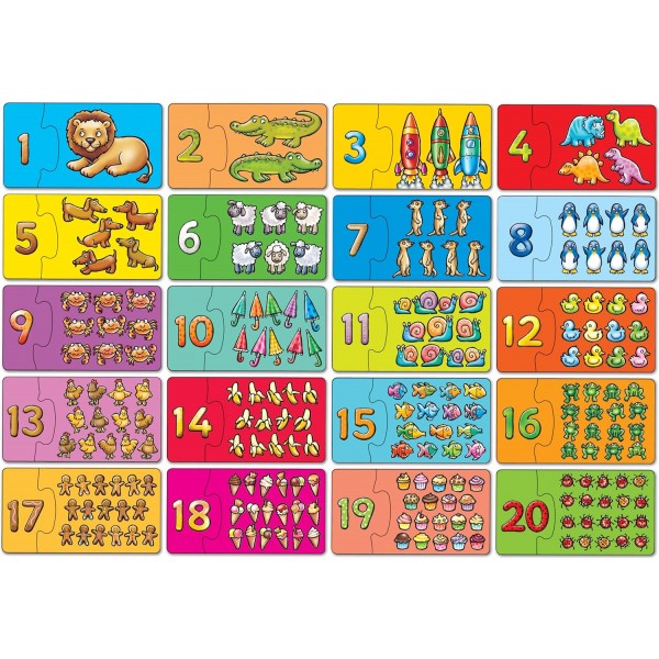 Orchard Toys First Farm Friends Jigsaw Puzzle, 12피스 교육용 퍼즐, 상자에 들어 있는 두 개의 퍼즐, 손과 눈의 협응력 개발 및 퍼즐 맞추기 및 세기, 1-20 농장에서 세는 법 배우기 