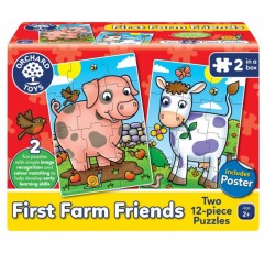 Orchard Toys First Farm Friends Jigsaw Puzzle, 12피스 교육용 퍼즐, 상자에 들어 있는 두 개의 퍼즐, 손과 눈의 협응력 개발 및 퍼즐 맞추기 및 세기, 1-20 농장에서 세는 법 배우기 