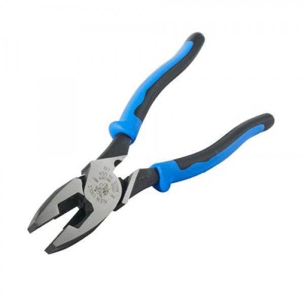 Klein Tools J2000-9NECRTP 사이드 커터 Linemans 플라이어(테이프 당김 및 와이어 압착 포함), 높은 레버리지, 9인치