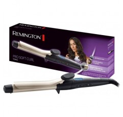 Remington 컬링 아이언 Pro Soft Curl CI6325, 25mm, 정전기 방지 세라믹 토르말린 코팅, 블랙/크림