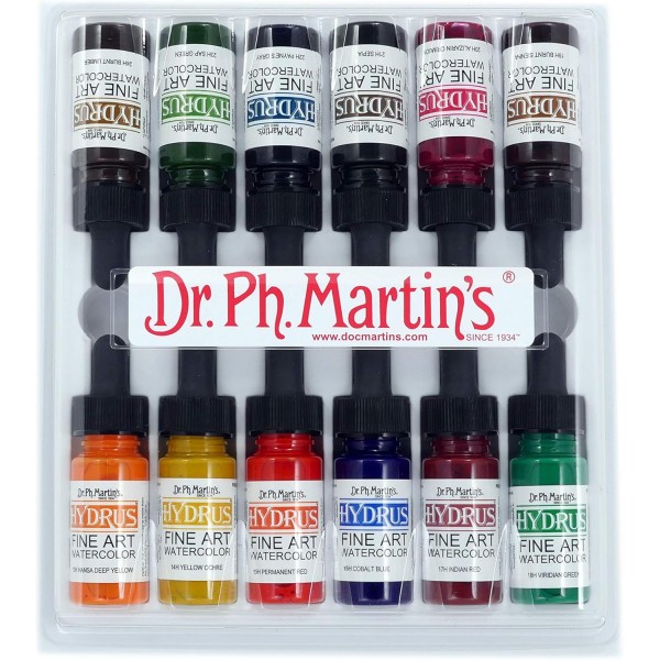 Dr. Ph. Martin's Hydrus 파인 아트 수채화, 0.5온스, 12개 세트(세트 2)
