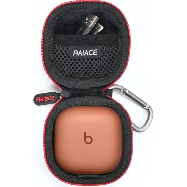 Beats Fit Pro 이어폰과 호환되는 RAIACE 하드 쉘 보관 케이스 보호용 여행용 휴대용 케이스.-블랙(블랙 라이닝)