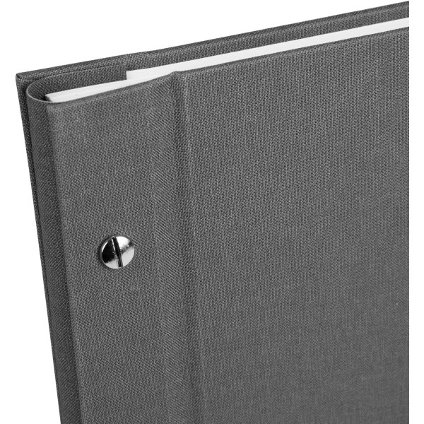 이미지 섹션이 있는 goldbuch 26825 스크류 앨범, Bella Vista, 30 x 25cm, 글라신지 칸막이가 있는 40페이지의 흰색 사진 앨범, 확장형 앨범, 리넨으로 만든 사진첩, 회색 회색 30 