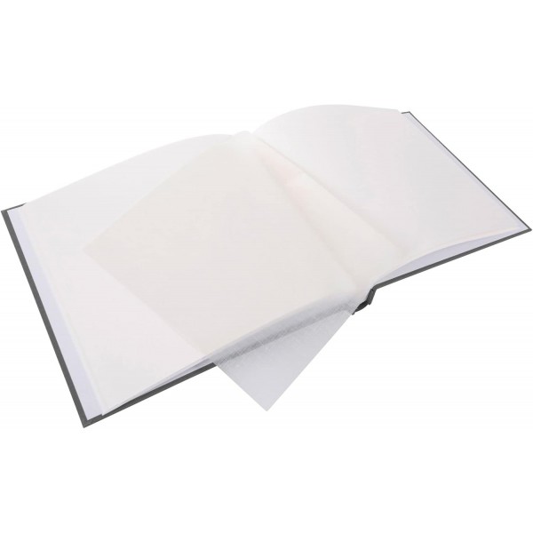 이미지 섹션이 있는 goldbuch 26825 스크류 앨범, Bella Vista, 30 x 25cm, 글라신지 칸막이가 있는 40페이지의 흰색 사진 앨범, 확장형 앨범, 리넨으로 만든 사진첩, 회색 회색 30 