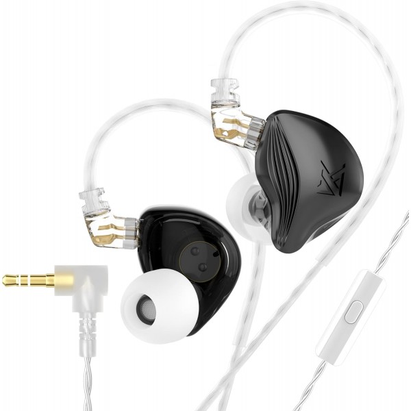 케이블 포함 KZ ZEX 이어폰, 유선 인이어 헤드폰, HiFi 전문가용 스테레오, 깊은 저음, iPhone, iPad, MP3, Huawei, Samsung용 3.5mm 잭 이어폰(검은색, 마이크 포함)
