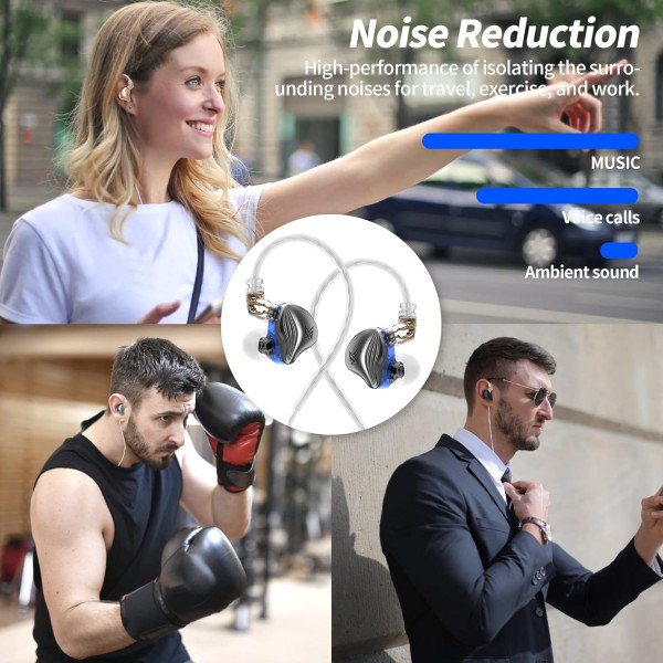 케이블 포함 KZ ZEX 이어폰, 유선 인이어 헤드폰, HiFi 전문가용 스테레오, 깊은 저음, iPhone, iPad, MP3, Huawei, Samsung용 3.5mm 잭 이어폰(검은색, 마이크 포함)
