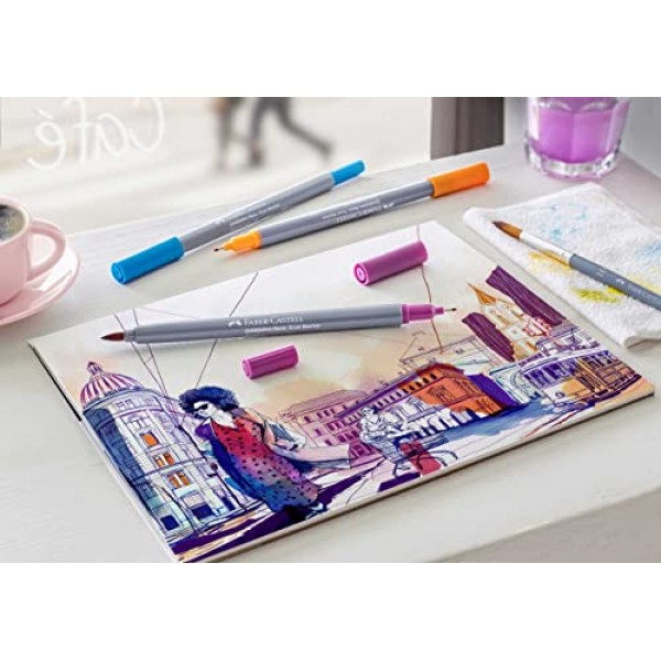 Faber-Castell Goldfaber Aqua Dual Marker - Wallet of 6 - Flowers, Multi,164527 Multi Tool,Modern
