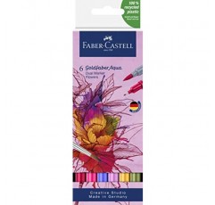 Faber-Castell Goldfaber Aqua Dual Marker - Wallet of 6 - Flowers, Multi,164527 Multi Tool,Modern