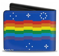 버클 다운 남여 공용 - 성인용 지갑 Nyan Cat Face Close-up Blue Two-Fold Wallet One Size Multi-Colour