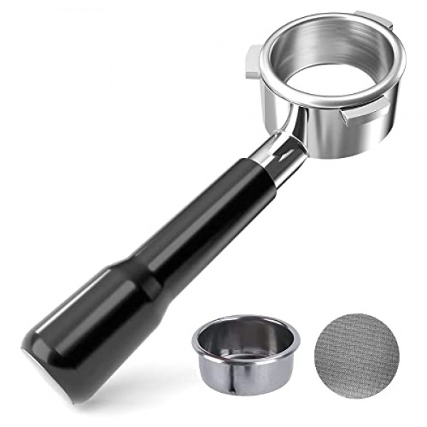 Breville Barista Express BES880, BES878, BES875, BES870, BES840, BES810 에스프레소 머신과 호환되는 54mm 바텀리스 포터필터 및 53.5mm 퍽 스크린(스테인리스 스틸 필터 바구니 포함)