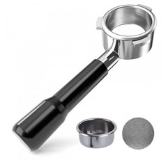 Breville Barista Express BES880, BES878, BES875, BES870, BES840, BES810 에스프레소 머신과 호환되는 54mm 바텀리스 포터필터 및 53.5mm 퍽 스크린(스테인리스 스틸 필터 바구니 포함)