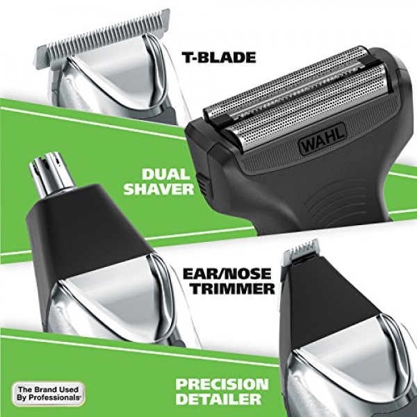 Wahl USA 스테인리스 스틸 리튬 이온 2.0+ 남성용 수염 트리머 - 전기 면도기 및 코 귀 트리머 - 충전식 올인원 남성용 그루밍 키트 - 모델 9864SS