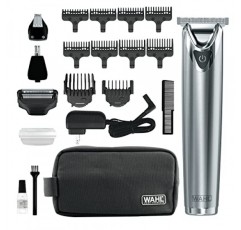 Wahl USA 스테인리스 스틸 리튬 이온 2.0+ 남성용 수염 트리머 - 전기 면도기 및 코 귀 트리머 - 충전식 올인원 남성용 그루밍 키트 - 모델 9864SS