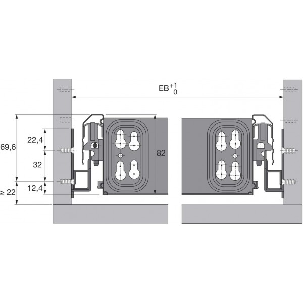 HETTICH SYSTEMA TOP 2000 볼 슬라이드 KA 270, 우측, 설치 깊이 530 mm