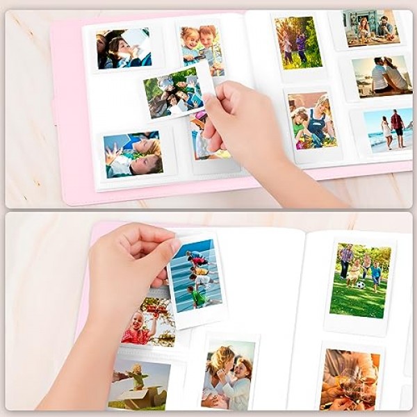 Fujifilm Instax Mini 12 11 9 8+ 8 90 40 EVO 인스턴트 카메라용 360 포켓 사진 앨범, Polaroid Snap/PIC-300/Z2300/ SocialMatic 인스턴트 카메라 및 Zip 인스턴트 프린터(매직 핑크)용