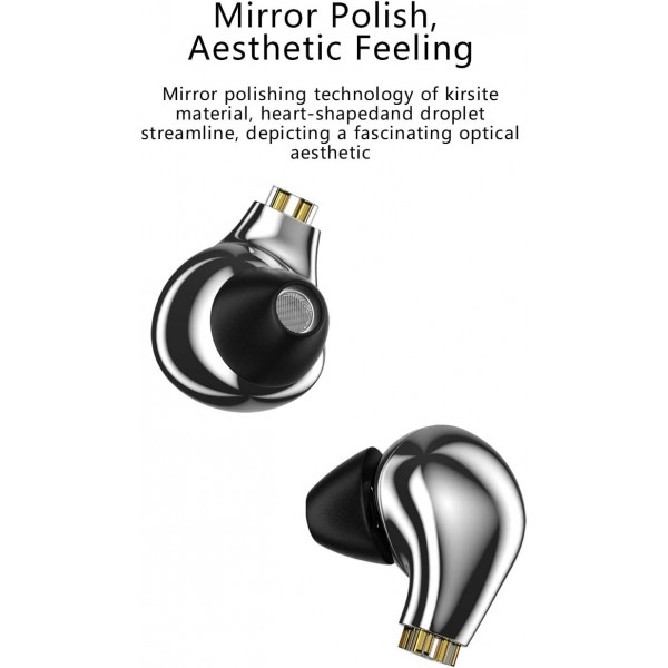 BLON BL-03 이어폰, 10mm 카본 다이어프램 다이내믹 드라이브 베이스 HiFi DJ 이어폰 모니터, 다이아몬드 미러 프로세스 이어폰 2핀 분리형 케이블 유선 이어폰(Slive No Mic)