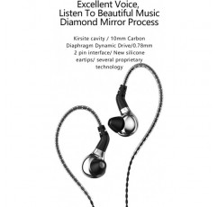 BLON BL-03 이어폰, 10mm 카본 다이어프램 다이내믹 드라이브 베이스 HiFi DJ 이어폰 모니터, 다이아몬드 미러 프로세스 이어폰 2핀 분리형 케이블 유선 이어폰(Slive No Mic)