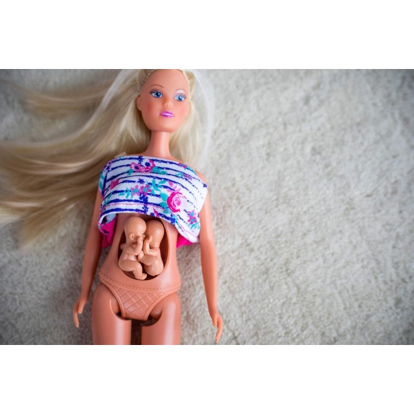 Simba 105733333 - Steffi Love Welcome Twins, 임신한 인형, 쌍둥이 있음, 기저귀 갈이대 및 욕조 포함, 액세서리, 드레스업 인형, 29cm, 3세 이상 어린이용