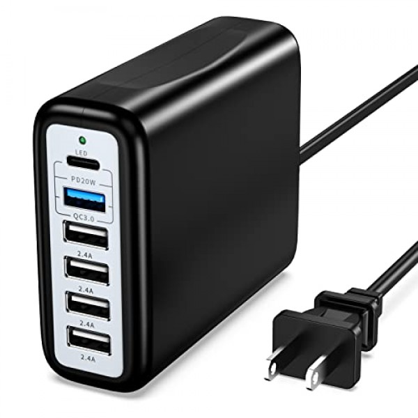 USB C 충전 스테이션 100W 벽면 충전기 PD&QC3.0 고속 충전 블록 스트립 전원 허브 데스크 충전기 도크 iPhone iPad 노트북 MacBook 및 기타 C용 급속 충전 허브