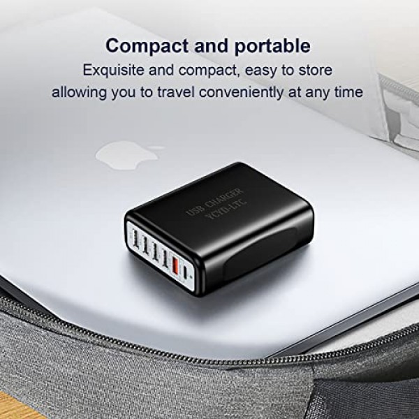 USB C 충전 스테이션 100W 벽면 충전기 PD&QC3.0 고속 충전 블록 스트립 전원 허브 데스크 충전기 도크 iPhone iPad 노트북 MacBook 및 기타 C용 급속 충전 허브