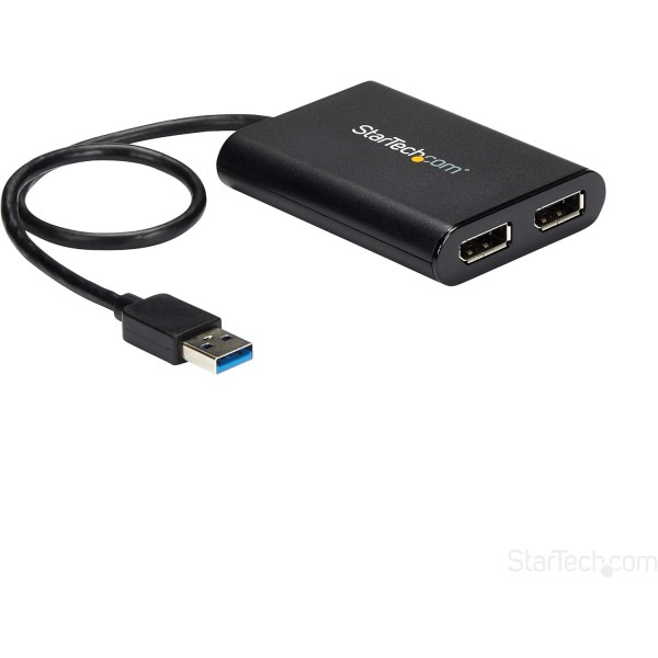 StarTech.com USB 3.0 - 듀얼 DisplayPort 어댑터 4K 60Hz, DisplayLink 인증, 외부 그래픽 카드가 있는 비디오 컨버터 - Mac 및 PC(USB32DP24K60) 단일