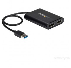 StarTech.com USB 3.0 - 듀얼 DisplayPort 어댑터 4K 60Hz, DisplayLink 인증, 외부 그래픽 카드가 있는 비디오 컨버터 - Mac 및 PC(USB32DP24K60) 단일