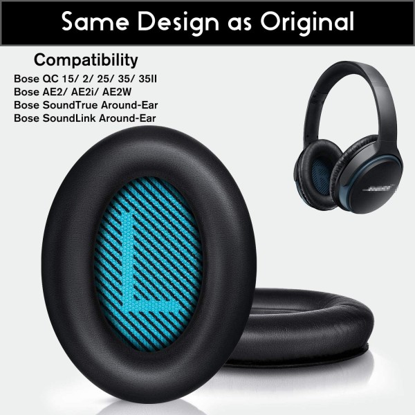 Bose Quiet Comfort 15 QC15 QC25 QC35 Ae2 Ae2i Ae2w 교체용 이어 패드 및 내부 폼 매트(1 쌍 검정색)용 BIGLE 이어 패드 Bose QC 25