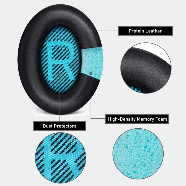 Bose Quiet Comfort 15 QC15 QC25 QC35 Ae2 Ae2i Ae2w 교체용 이어 패드 및 내부 폼 매트(1 쌍 검정색)용 BIGLE 이어 패드 Bose QC 25