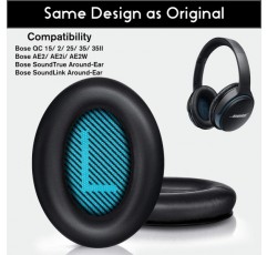 Bose Quiet Comfort 15 QC15 QC25 QC35 Ae2 Ae2i Ae2w 교체용 이어 패드 및 내부 폼 매트(1 쌍 검정색)용 BIGLE 이어 패드 Bose QC 25