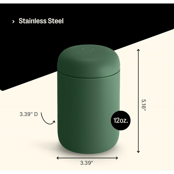 Fellow Carter Everywhere 진공 단열 머그 with 진정한 맛 세라믹 코팅 Carg Green 340ml 430g Carg Green