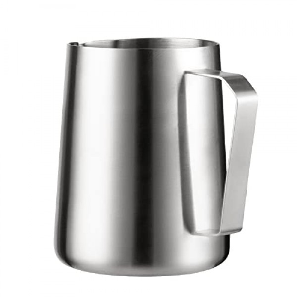 Miuly 소형 우유 거품 투수, 스테인레스 스틸 우유 거품기 컵, 14OZ/400ML 우유 거품기 투수 바리스타 도구, 에스프레소 머신, 우유 거품기
