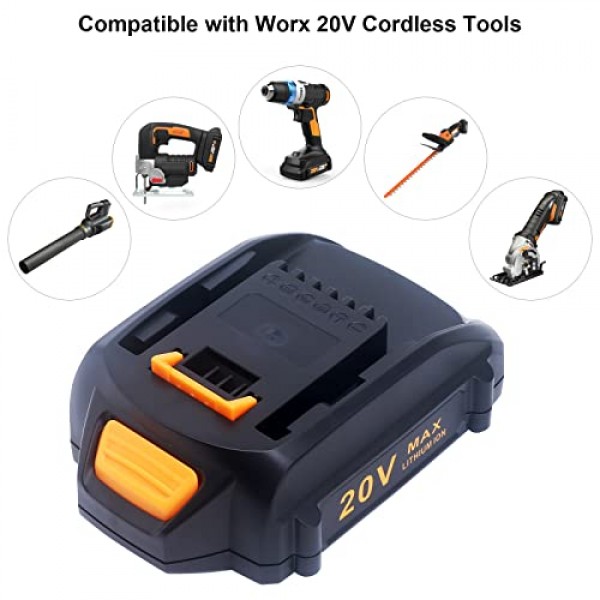 ELEFLY 2 팩 WA3525 Worx 20V 배터리 WA3525 WA3520 WA3575 WA3578 용 20V 4.0Ah 리튬 배터리 교체, Worx 20V 무선 도구와 호환 가능