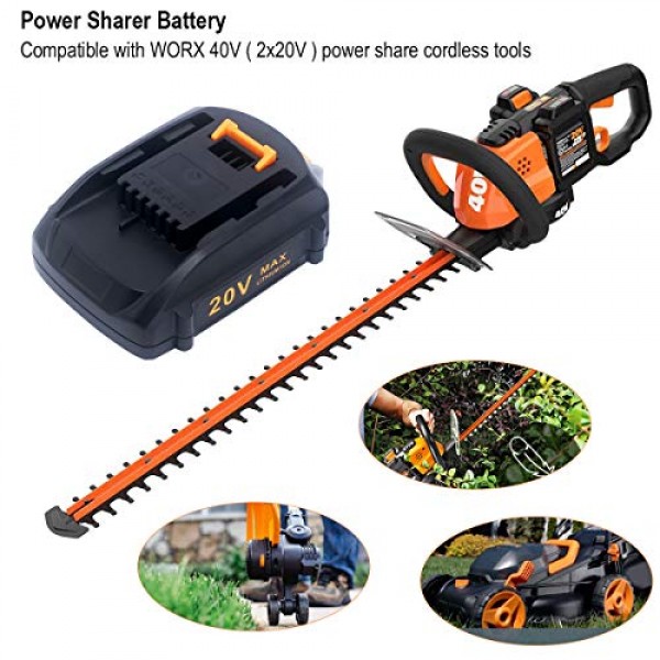ELEFLY 2 팩 WA3525 Worx 20V 배터리 WA3525 WA3520 WA3575 WA3578 용 20V 4.0Ah 리튬 배터리 교체, Worx 20V 무선 도구와 호환 가능