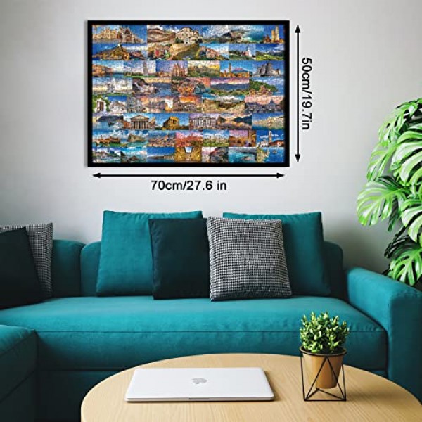 이탈리아 퍼즐 1000피스 성인용, 로마 베니스 친퀘테레 여행 퍼즐 유럽, 유럽 풍경 자연 직소 퍼즐 풍경【27.5 x 19.7 in】