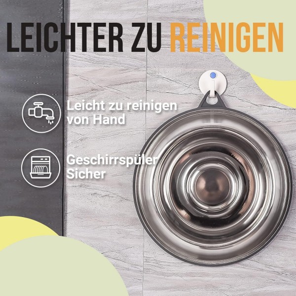 PEGGY11 스테인레스 스틸 슬로우 피더 개 그릇 | 영구 접착 미끄럼 방지 실리콘 고무 중소형견용 스테인리스 스틸