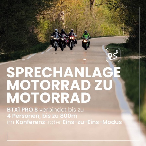 Midland BTX1 Pro S Twin C1411.05, 오토바이 운전자를 위한 듀오 블루투스 통신 시스템, IPX6 방수, 소음 제거, 바이크 투 바이크, 23시간 배터리, 800m 범위, 앱을 통한 FM 라디오