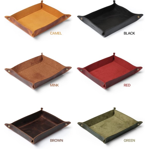 Londo 정품 가죽 빈 주머니 - Vide Poche - 가죽 트레이 정리함, 실용적인 보관함 - 지갑, 시계, 열쇠, 동전, 휴대폰 및 사무용품용(갈색)