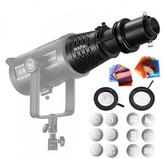 Godox SA-P 프로젝션 부착 장치가 포함된 Godox SA-17 Bowens 마운트 어댑터 + SA-09-001/004 + SA-06 Iris + SA-10 GOBO 세트 홀더 + SA-11C/SA-11T 컬러 젤은 LED 비디오용 연극 효과를 만듭니