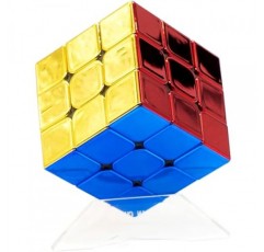 BroMoCube ShenShou Legend 3x3 메탈릭 스피드 큐브 스티커 없는 메탈릭 미러 반사 큐브(Matallic)