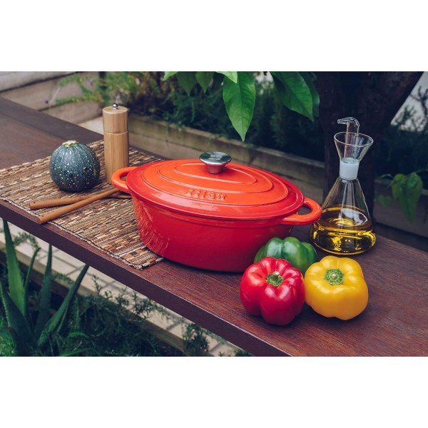 Lätt Home Orange Collection Cocotte 주철, 에나멜 처리, 모든 열원(타원형, 29cm, 3.85l) 타원형, 29cm, 3.85l
