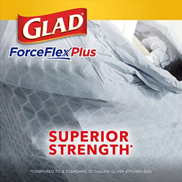 Glad 주방 쓰레기 봉투, Clorox가 포함된 ForceFlexPlus, 13 Gal, Mountain Air, 90 Ct(패키지는 다를 수 있음)