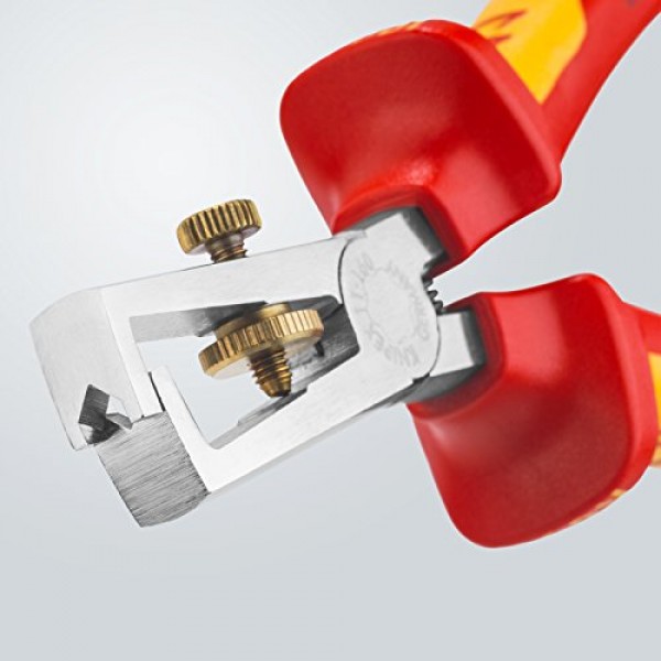 개방 스프링이 있는 Knipex 절연 피복제거기, 범용 크롬 도금, 다중 부품 그립으로 절연됨, VDE 테스트됨 160mm 11 06 160