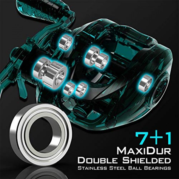 KastKing Crixus 베이트캐스팅 릴, 6.5:1/7.2:1 기어비 낚시 릴, 17.6파운드 카본 디스크 드래그, 슈퍼 폴리머 그립, 카본 주입 나일론 프레임, 8개 자기 브레이크, 로우 프로파