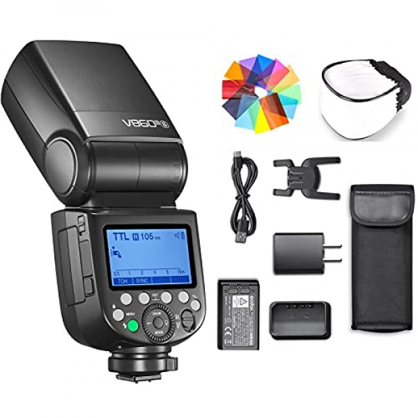 소니 카메라 플래시 스피드라이트용 Godox V860III-S 플래시 7.2V/2600mAh 리튬 이온 배터리, 2.4G 무선 HSS 1/8000 1.5s 재활용 시간 10레벨 소니 카메라용 LED 모델링 라이트(업그레
