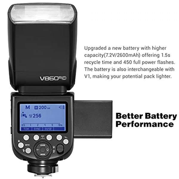 소니 카메라 플래시 스피드라이트용 Godox V860III-S 플래시 7.2V/2600mAh 리튬 이온 배터리, 2.4G 무선 HSS 1/8000 1.5s 재활용 시간 10레벨 소니 카메라용 LED 모델링 라이트(업그레