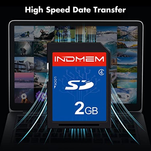INDMEM 5팩 SD 카드 2GB 클래스 4 플래시 메모리 카드 2G SLC Stanard 보안 디지털 카드