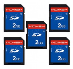 INDMEM 5팩 SD 카드 2GB 클래스 4 플래시 메모리 카드 2G SLC Stanard 보안 디지털 카드